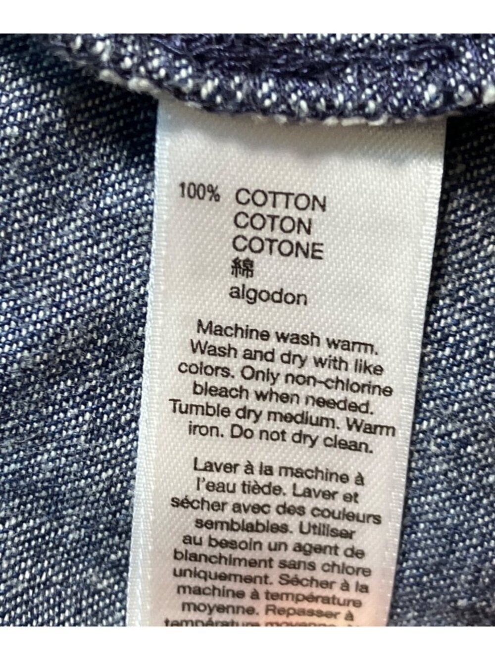 Denim Button Up Shirt For Girls XS 4-5 Years 100% Cotton Dark Blue - Picture 11 of 12
